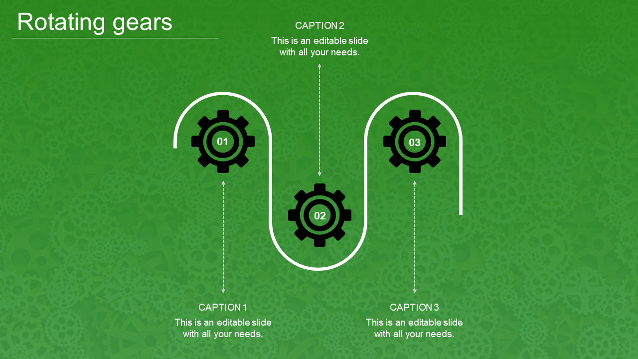 Editable Rotating Gears In PowerPoint Template Presentation